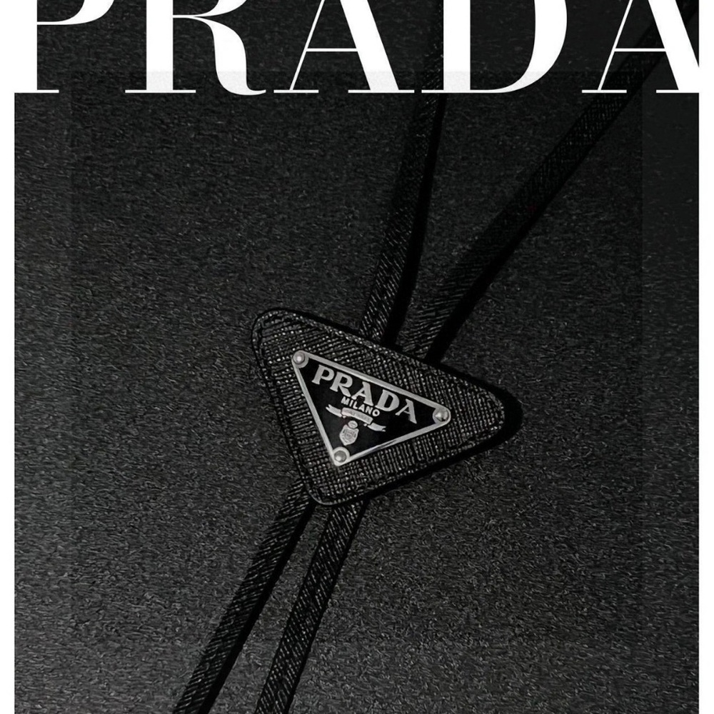 Prada Black Triangle Logo Tie - Picture 2 of 6